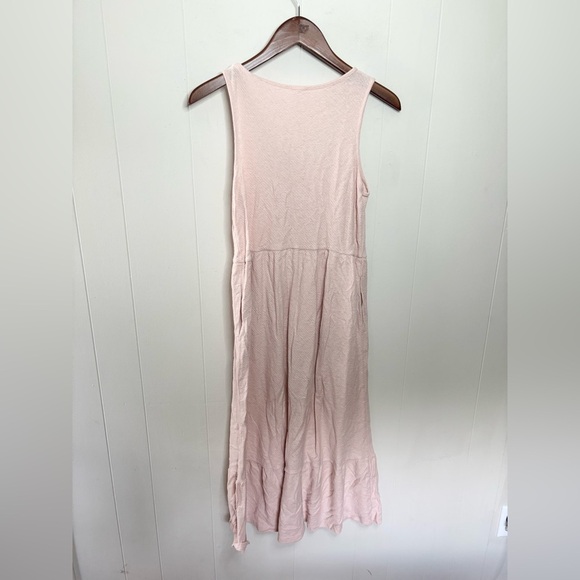 DRA light pink sleeveless tiered midi dress cotton breathable natural size S - Picture 4 of 6